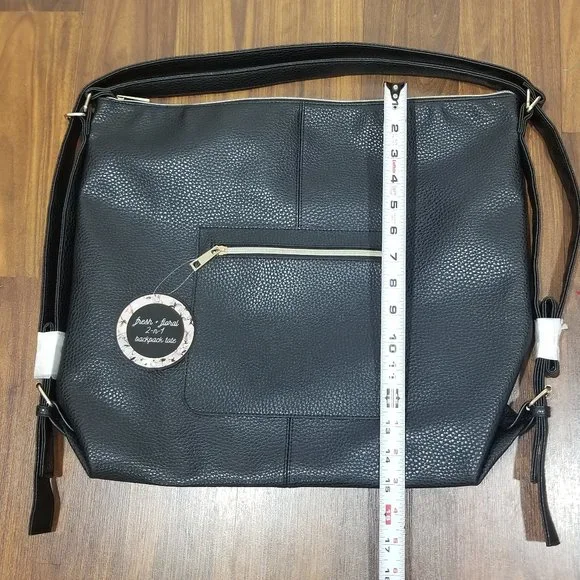 Fresh + Floral 2-n-1 Backpack Tote, Black, New with Tags - Picture 6 of 6